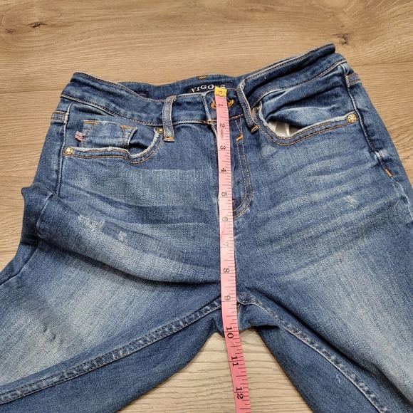 Vigoss Jeans Womens 24 Blue Stevie Crop Straight Distressed Thick Stitch 24x26 - Picture 9 of 11